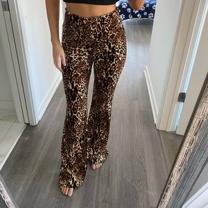 Leopard print flare pants